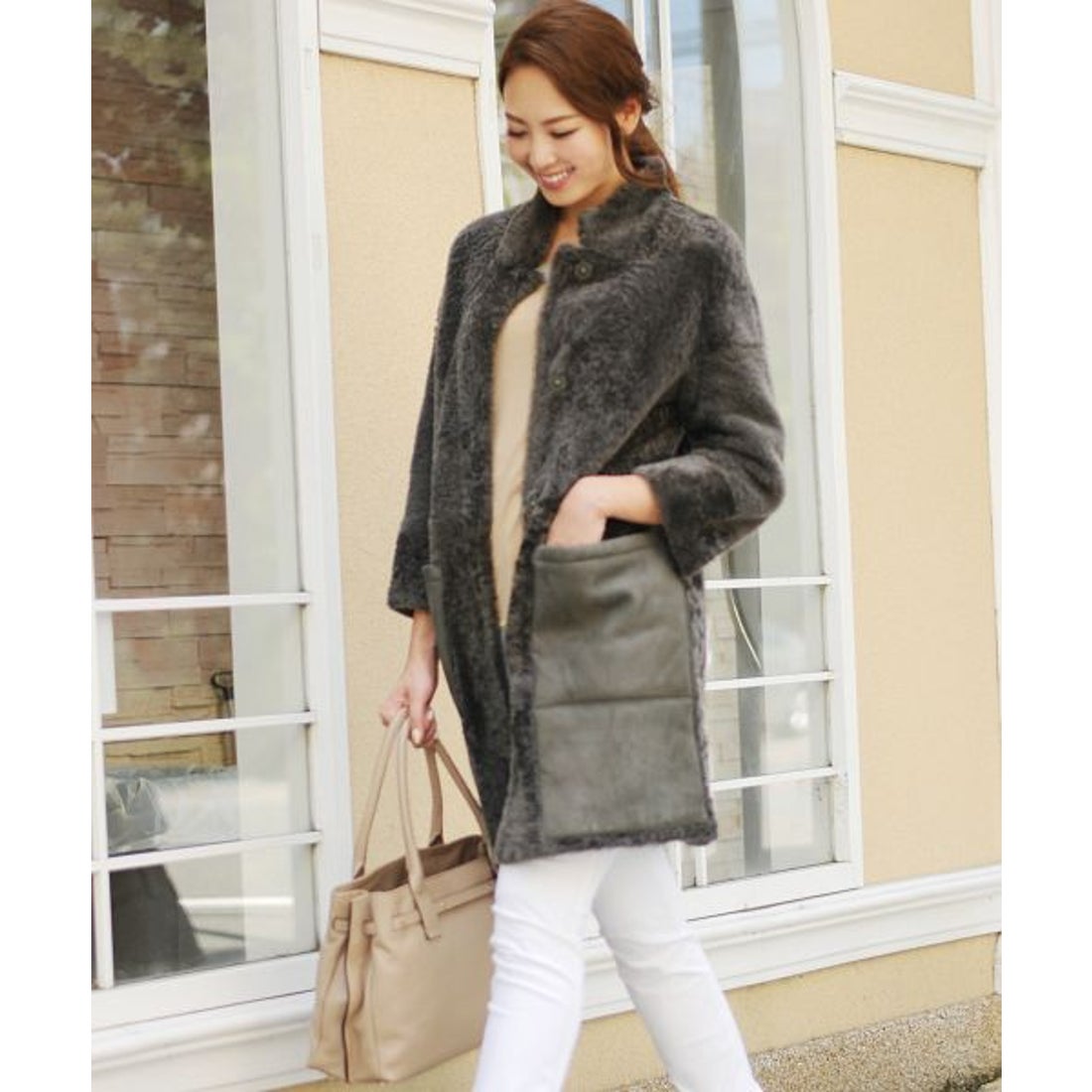 オリヴィエリ OLIVIERI [OLIVIERI] ムートン ロング コート ダブル