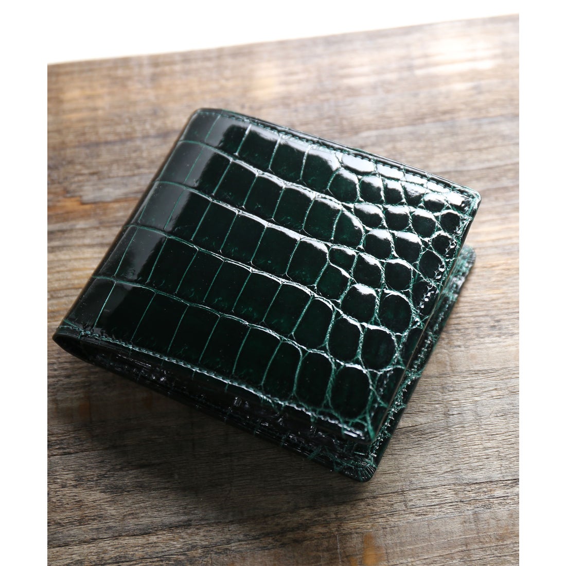 サンキョウショウカイ 三京商会 クロコダイルレザー 二つ折り財布 日本