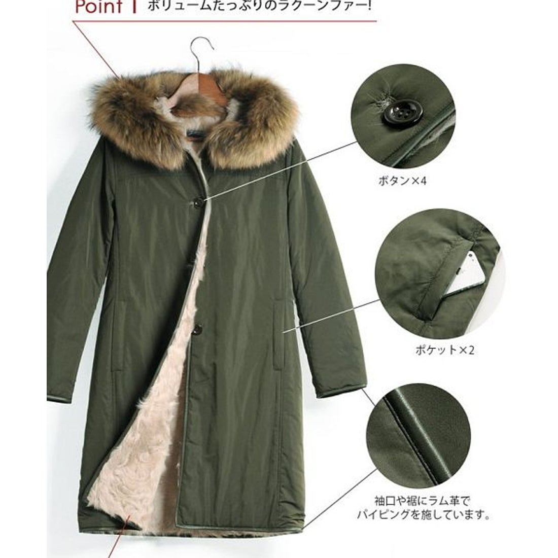 サンキョウショウカイ 三京商会 ラクーン トリミング モッズコート