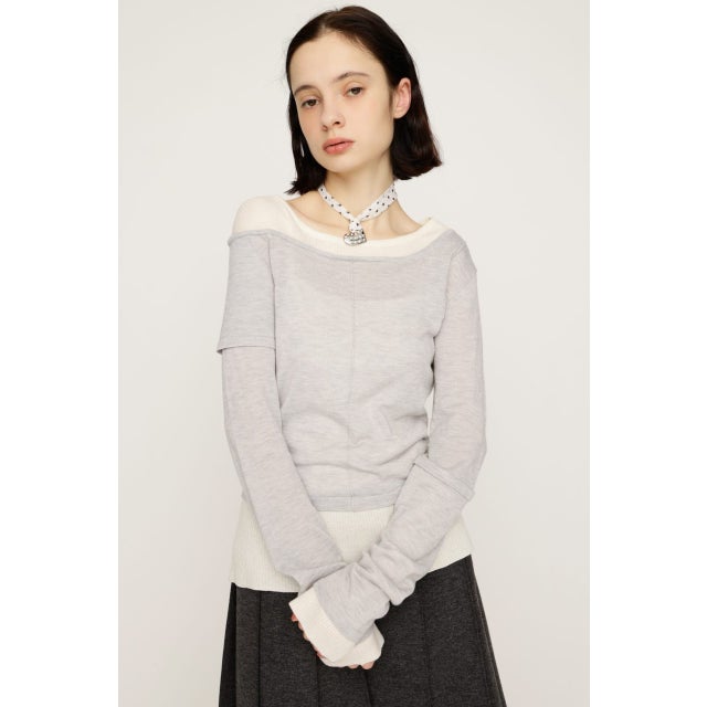 スライ SLY LAYERED LIKE CROP KNIT トップス （NVY） - ファッション