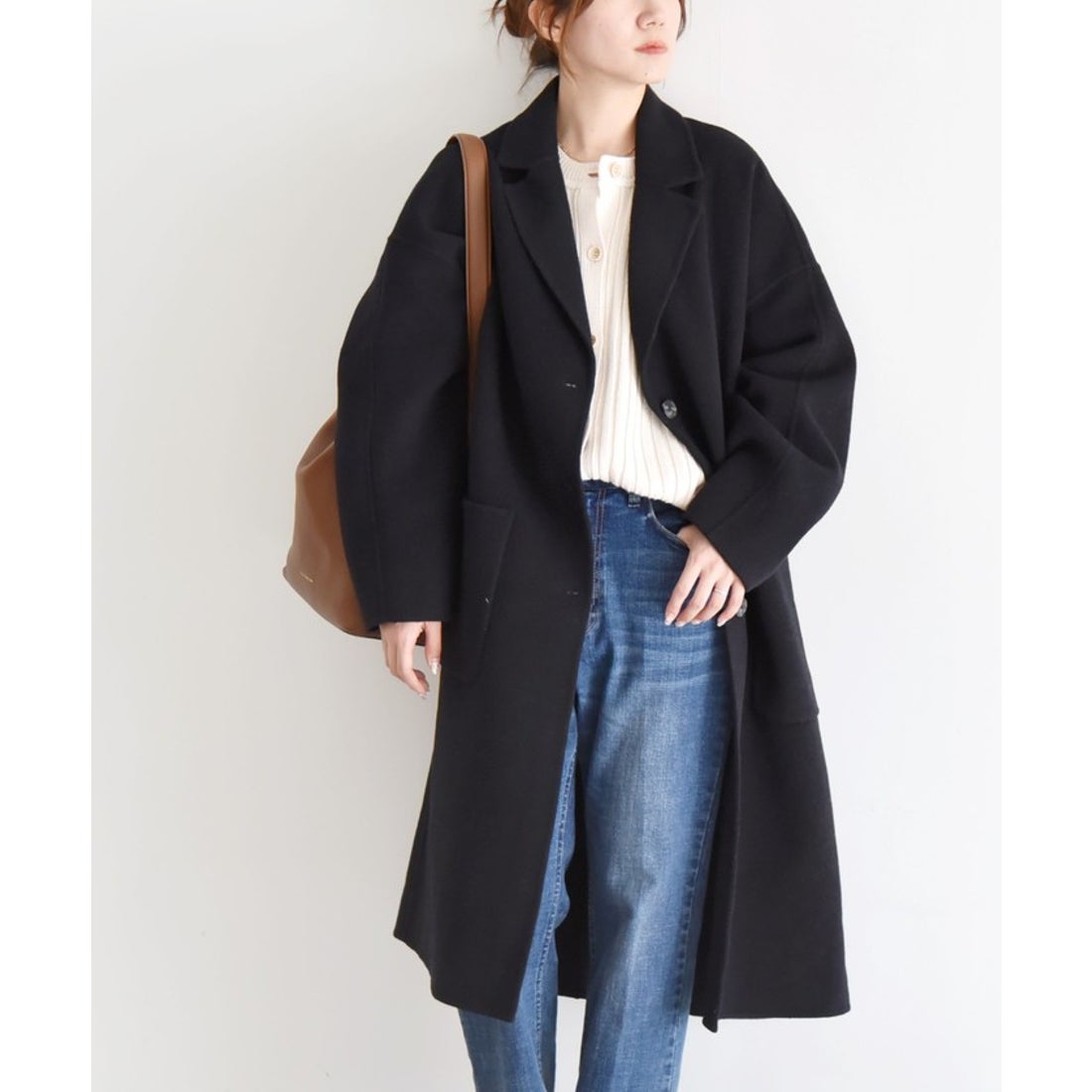 quaranciel: リバー チェスター ロング コート （ブラック