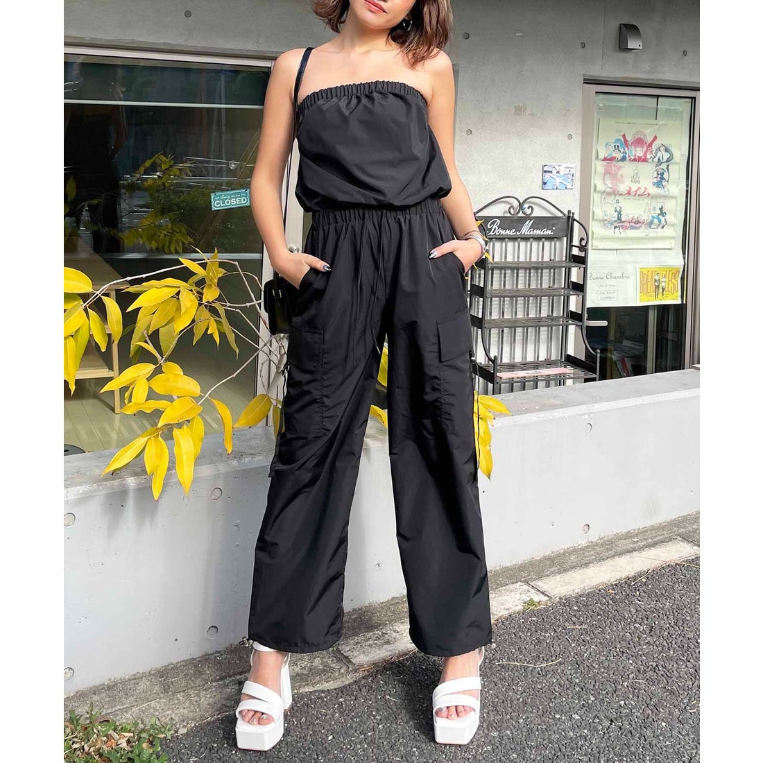 スパイラルガール SPIRALGIRL ドロストワイドカーゴベアオールインワン