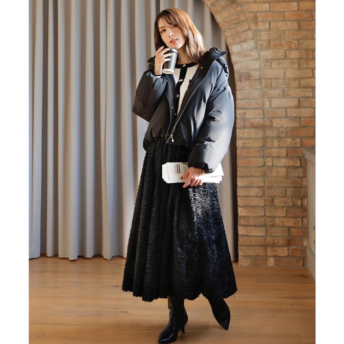 スウィングル SWINGLE シャギーギャザーフレアスカート （ピンク