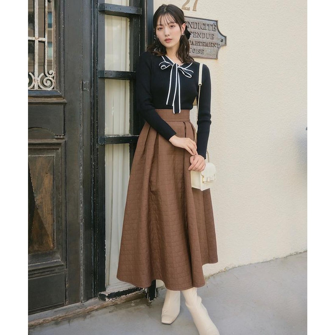 スウィングル SWINGLE キルティングボリュームタックフレアスカート