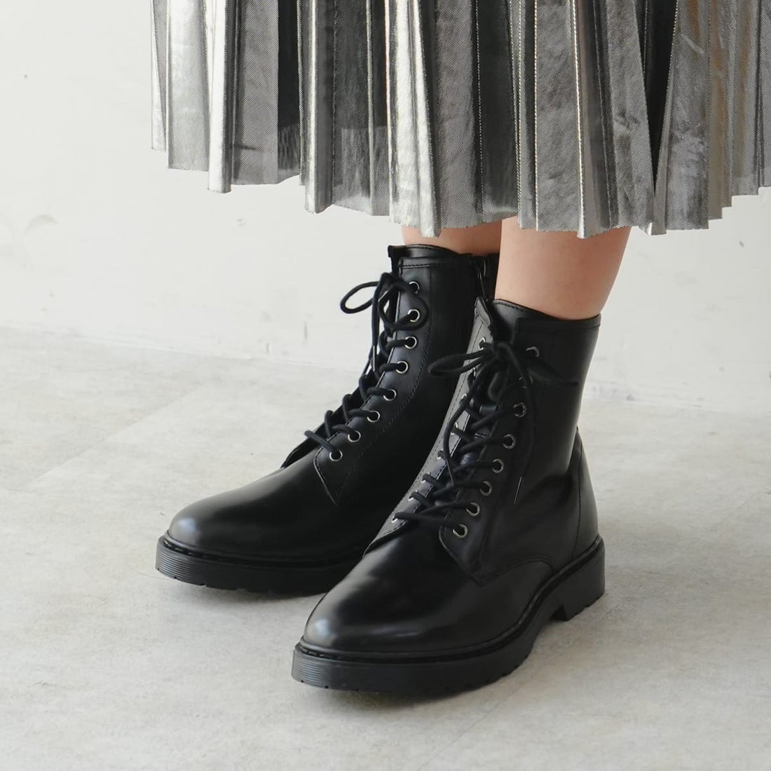 ポインター pointer 本革 レースアップ ブーツ レディース 靴 黒