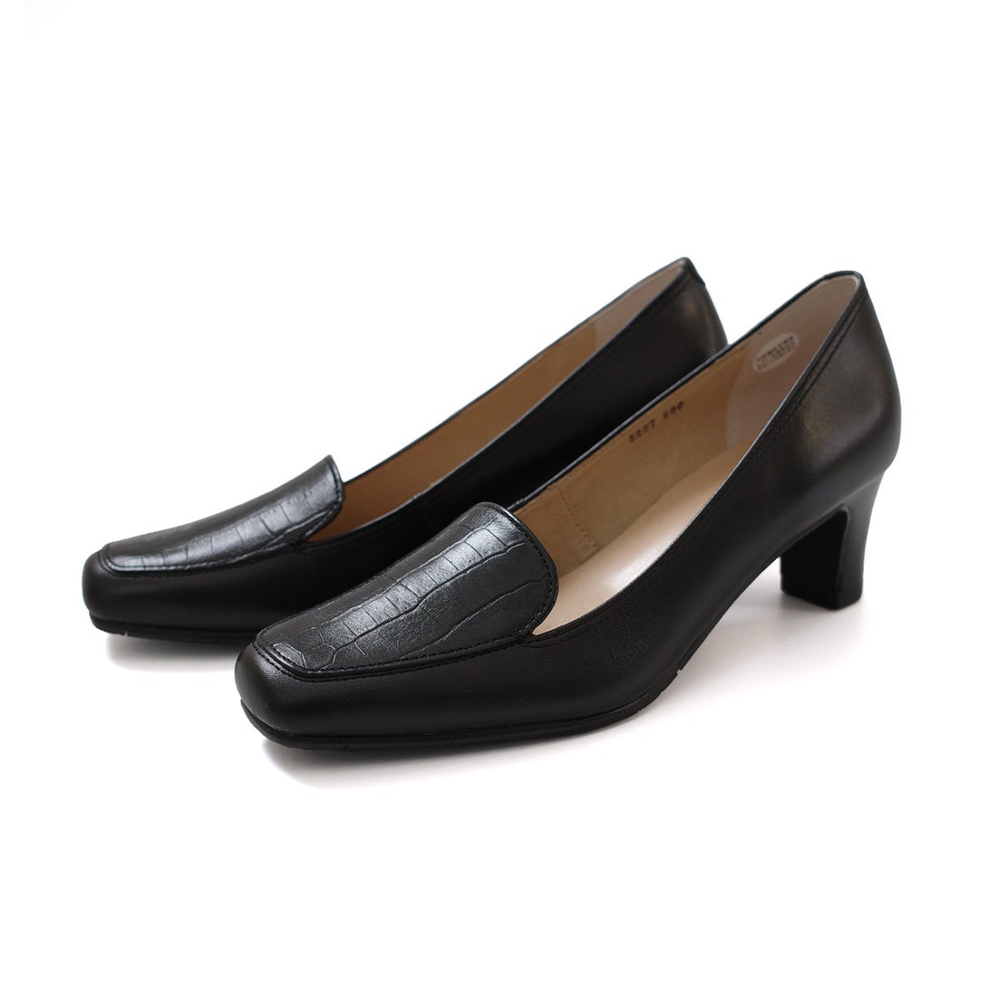 pointer 【本革】パンプス ローファー クロコ型押し ヒール 日本製