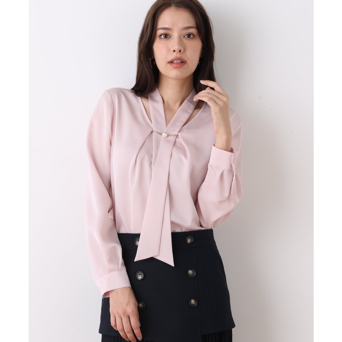 PINKY & DIANNE 2WAYボウタイブラウス ピンク -靴＆ファッション通販