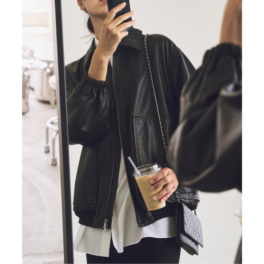 プラージュ Plage R'IAM レザーブルゾン （ブラック） - ファッション