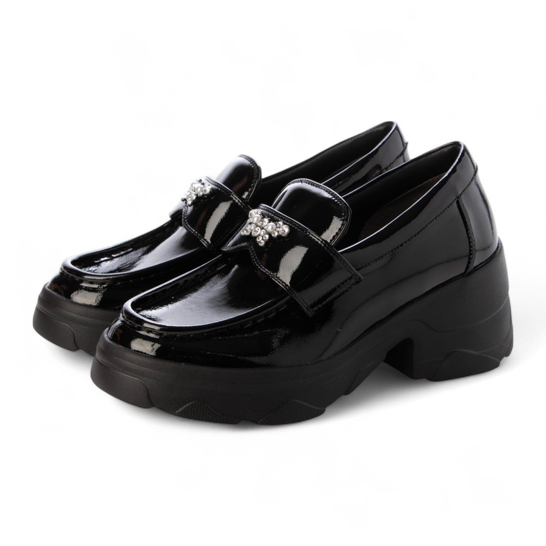 プラスダイアナ ＋diana 【軽量】スニーカーソールローファー （黒人工