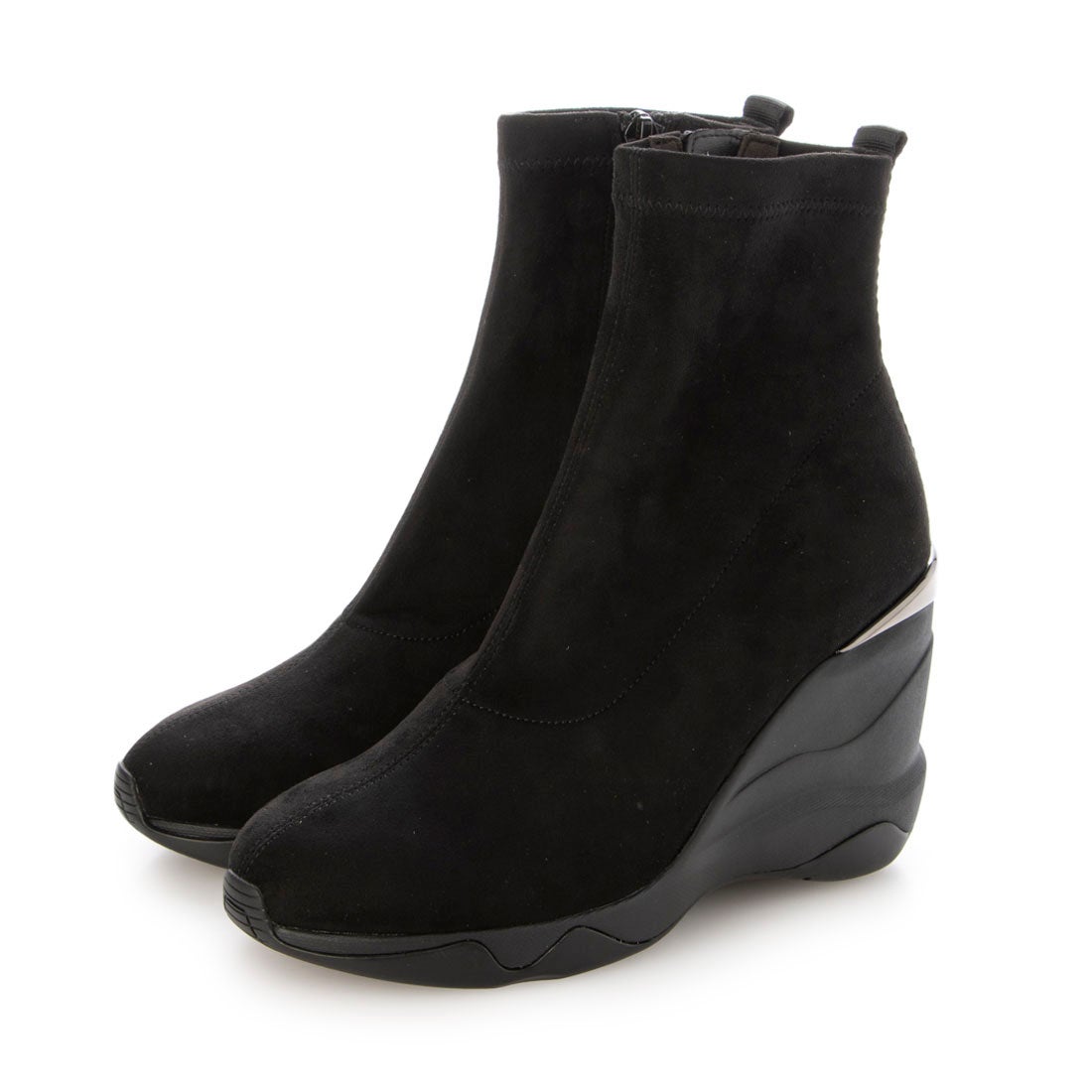 プラスダイアナ ＋diana 【9㎝】ウェッジソール ショートブーツ （黒