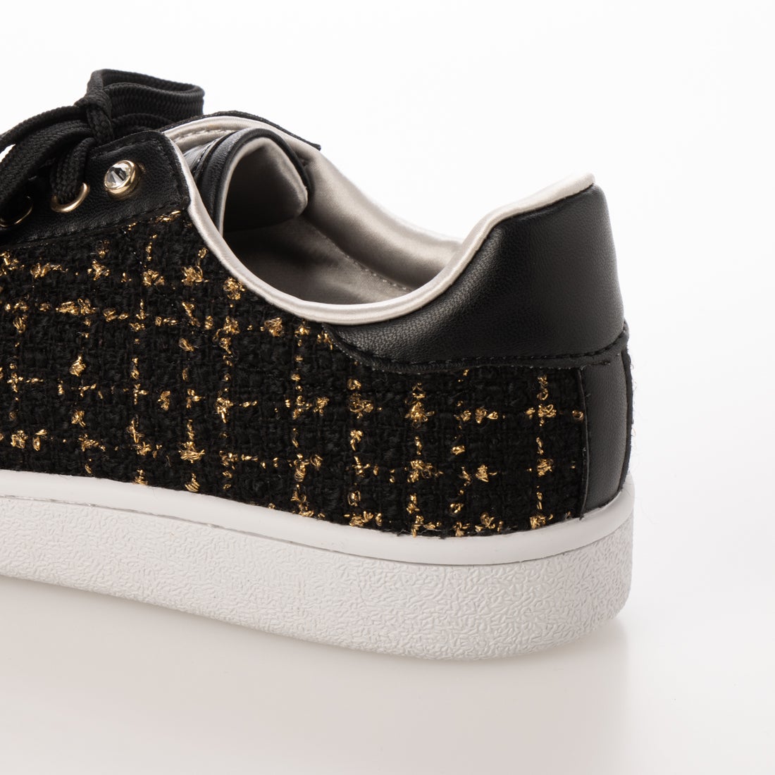 プラスダイアナ ＋diana ツイードスニーカー （黒生地） -アウトレット