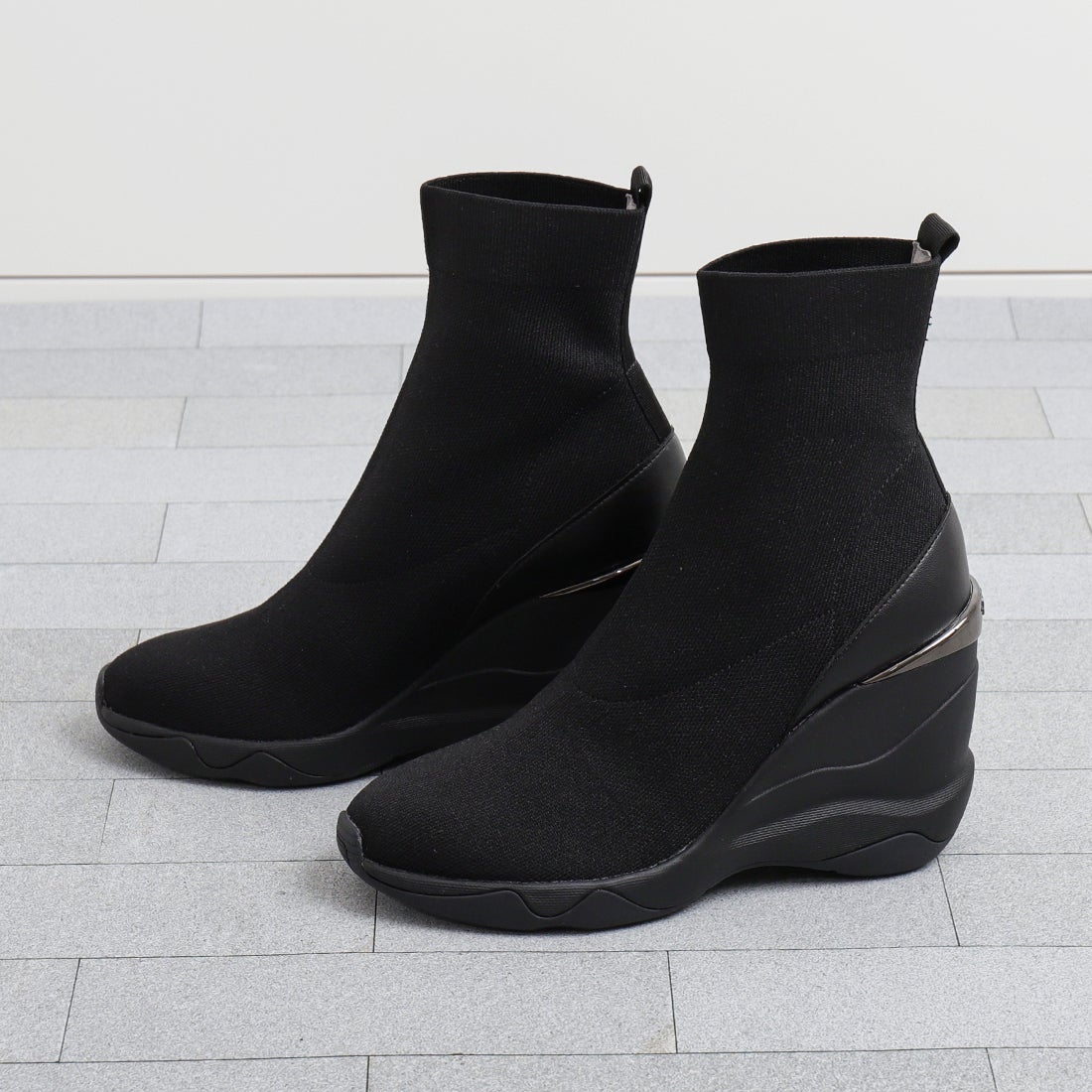 プラスダイアナ ＋diana ハイウェッジ ストレッチニットショートブーツ