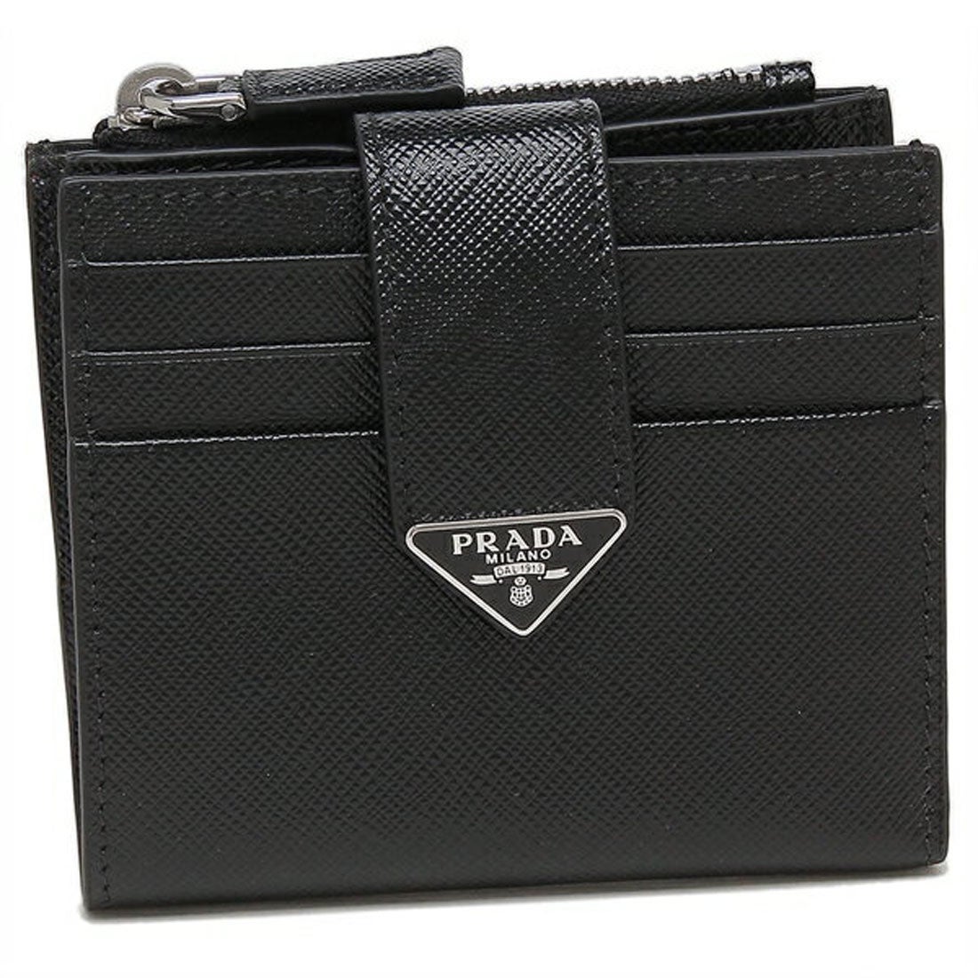 プラダ PRADA 二つ折り財布 サフィアーノ トライアングルロゴ ブラック