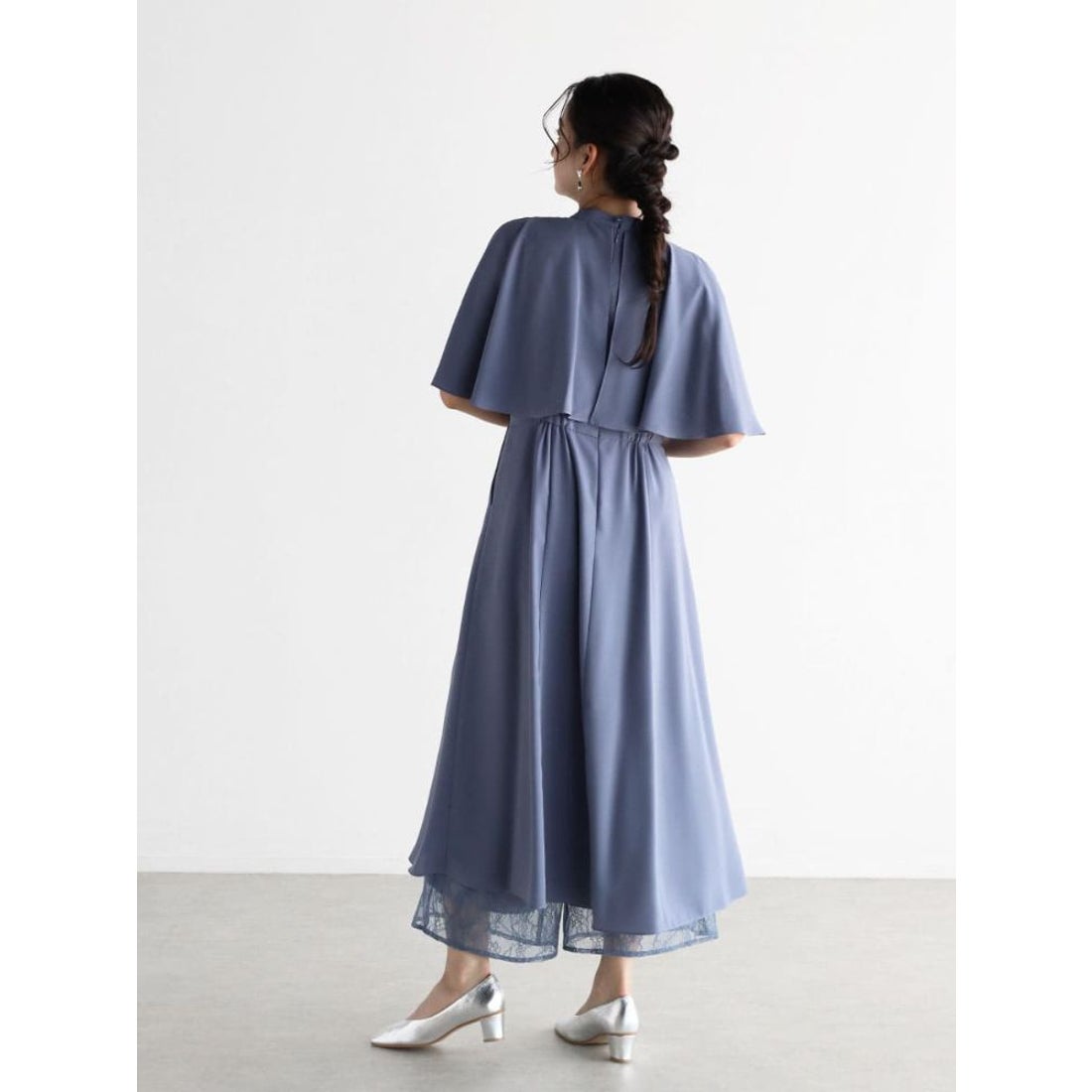 リルフェテ Rire Fete フリルショルダーカットオールインワン （ブルー