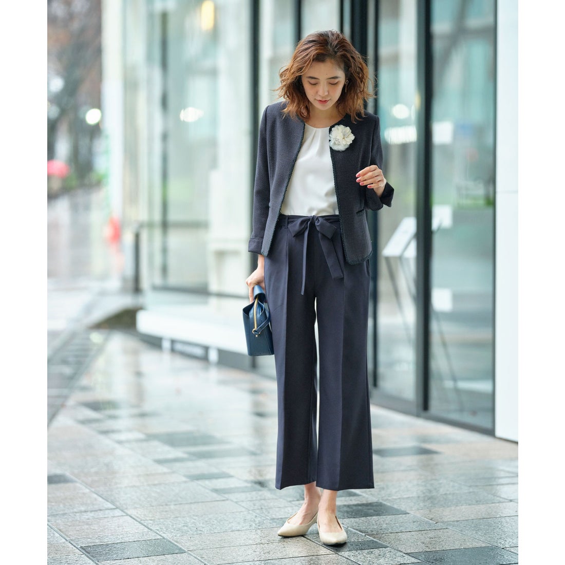 ジーラ GeeRA 【4点セット】〈ワイドパンツ〉ツイードジャケットパンツ