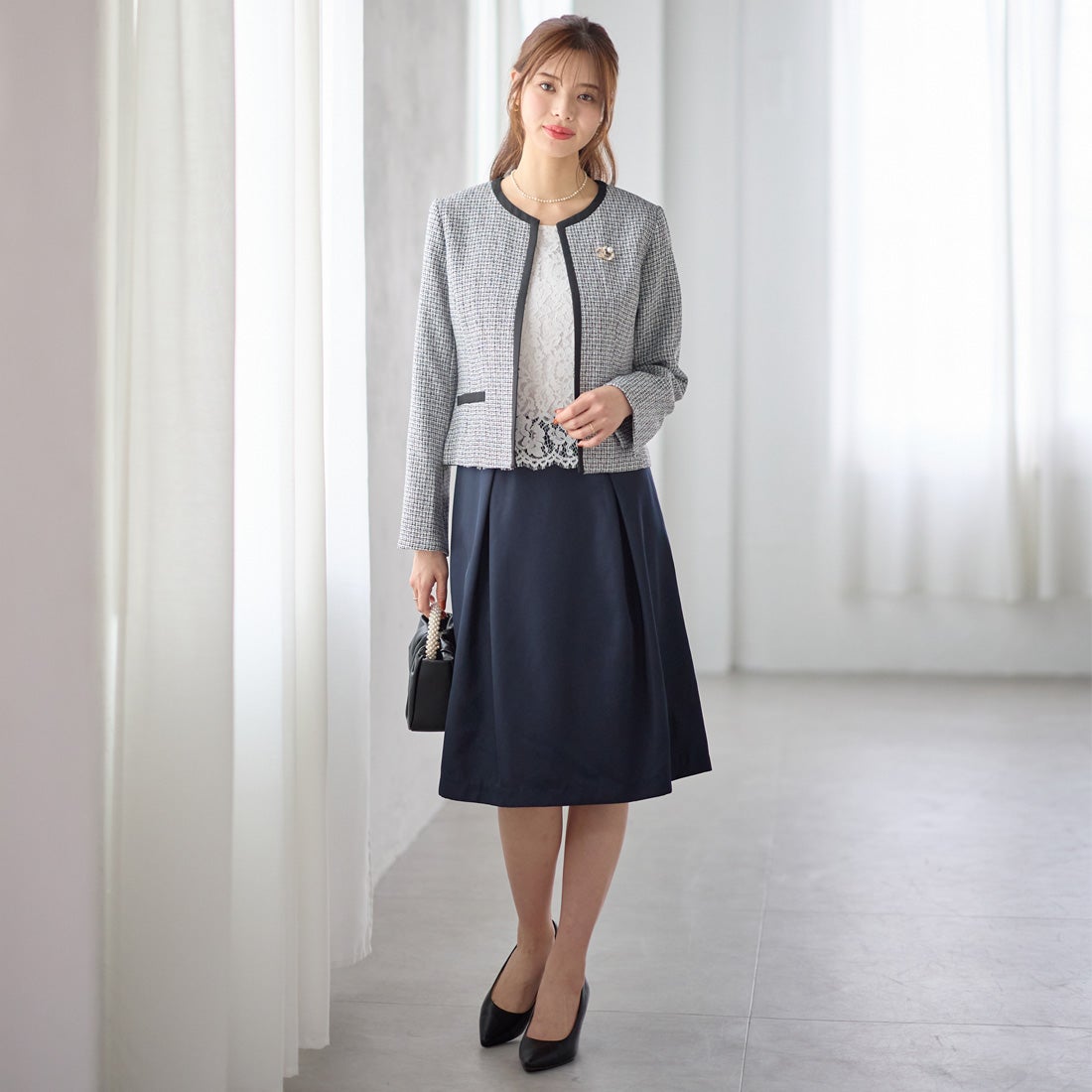 ジーラ GeeRA 【ジャケット2点+ワンピース】3点セットアップスーツ