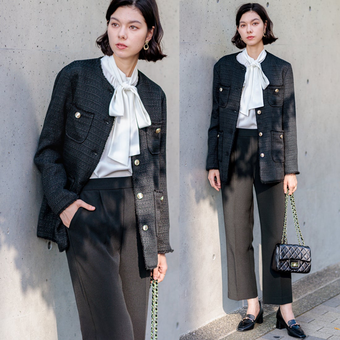 ジーラ GeeRA 【3点セット】ツイードジャケットセットアップスーツ