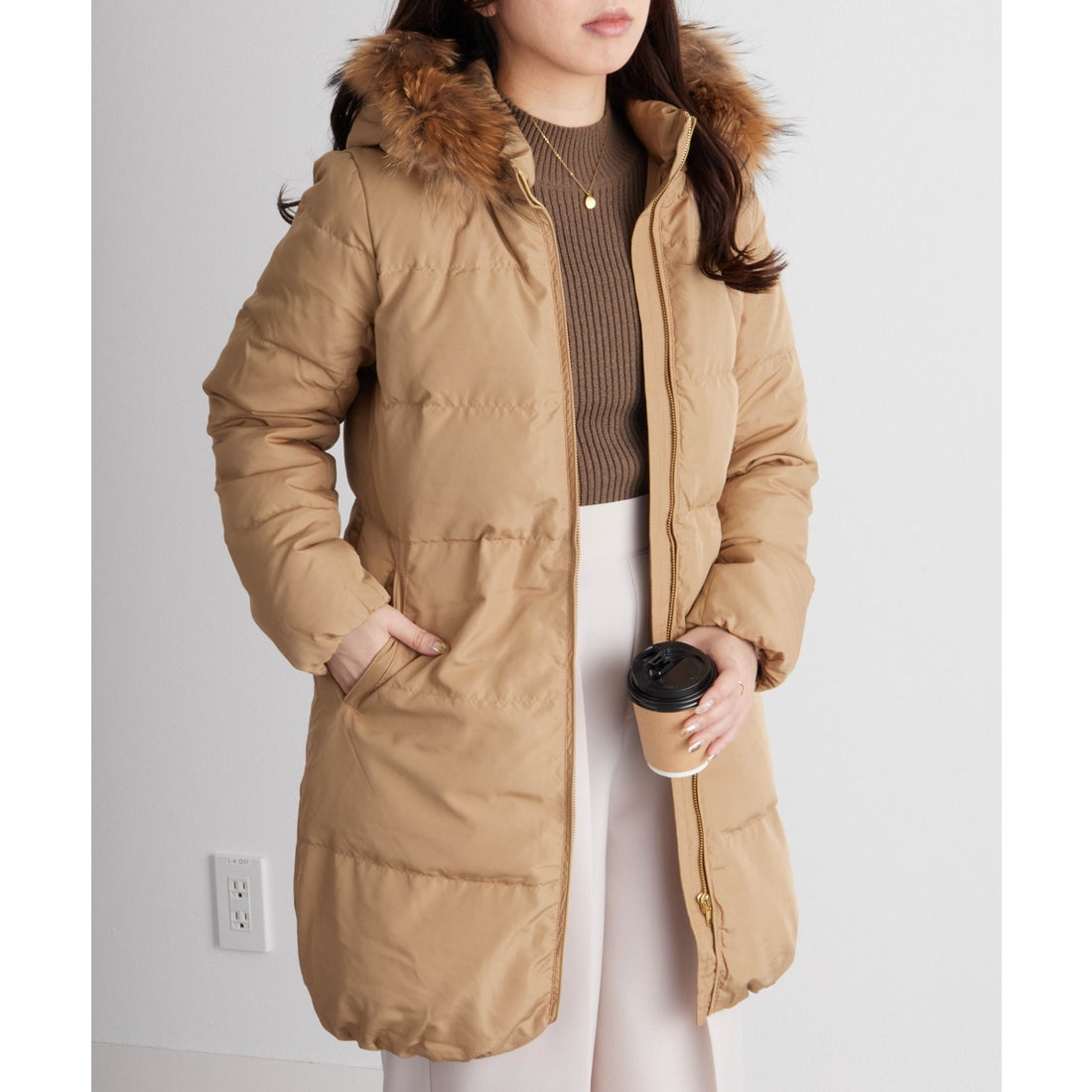 ラナン RANAN リアルファー付ダウンコート （キャメル
