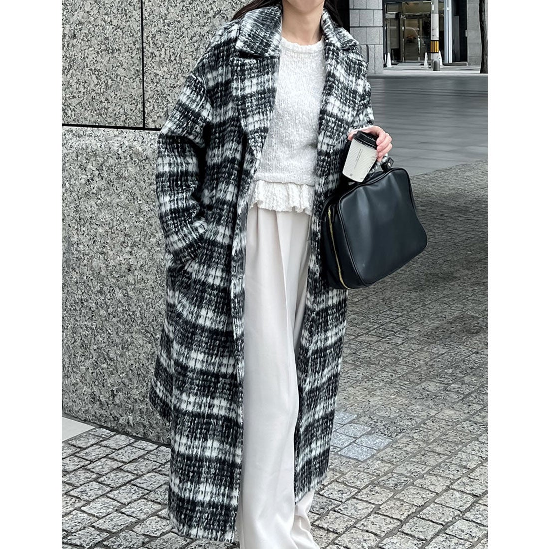 Re:EDIT [2024-25 WINTER COLLECTION]起毛チェック柄ロングチェスター