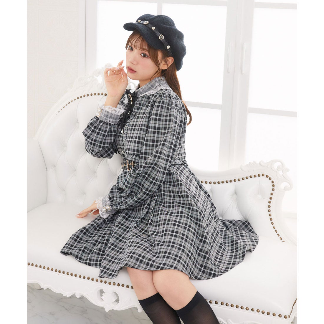 ロジータ ROJITA ビジュベルト付きシャギーライクキャスケット