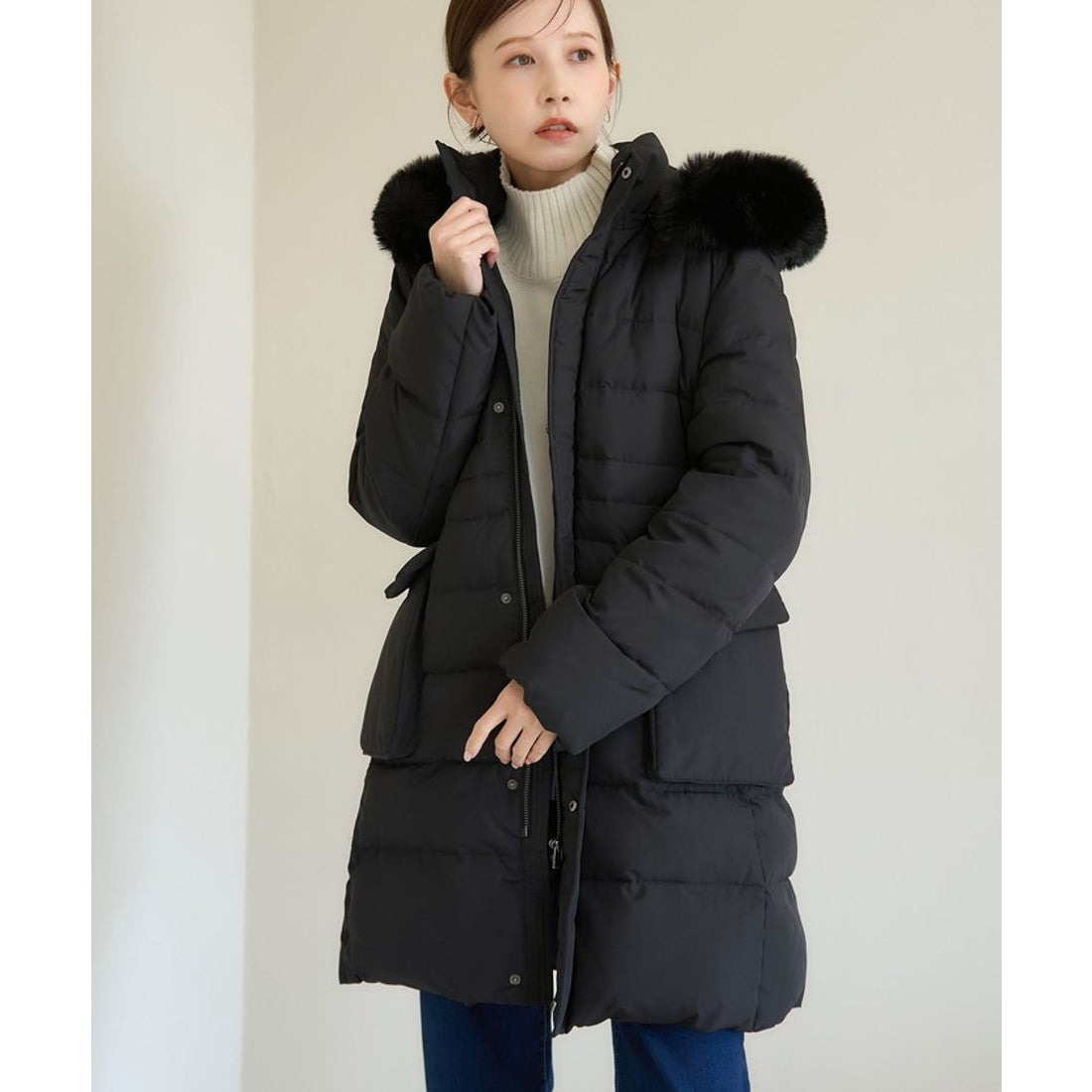 ロペピクニック ROPE' PICNIC ファー付きダウンコート （ブラック（01