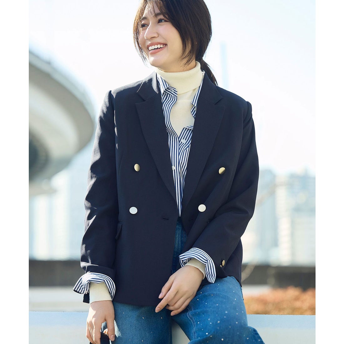 ロペピクニック ROPE' PICNIC クリアツイル金ボタンジャケット