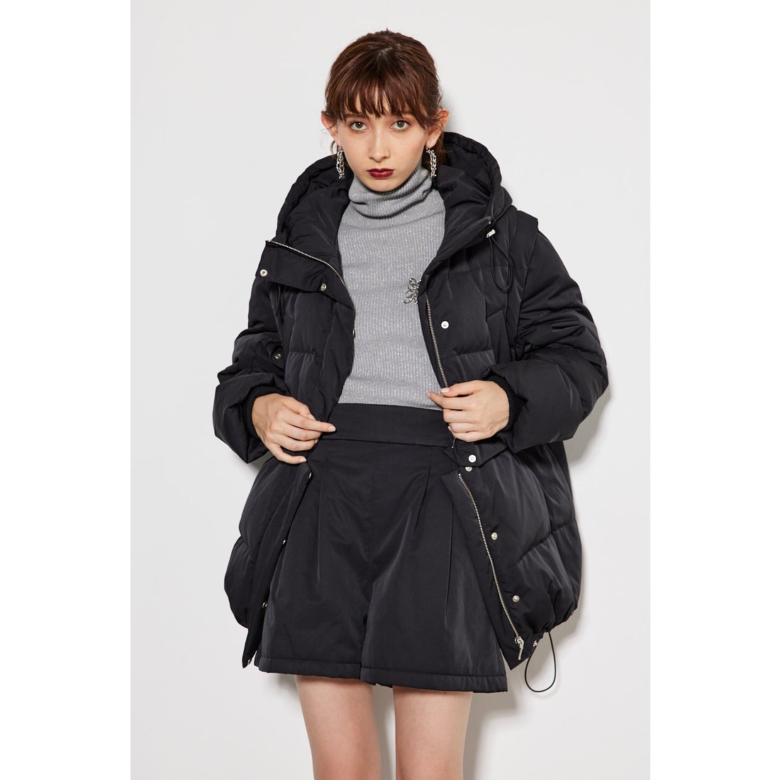 rienda マルチWAYショートダウンJK BLK -靴＆ファッション通販