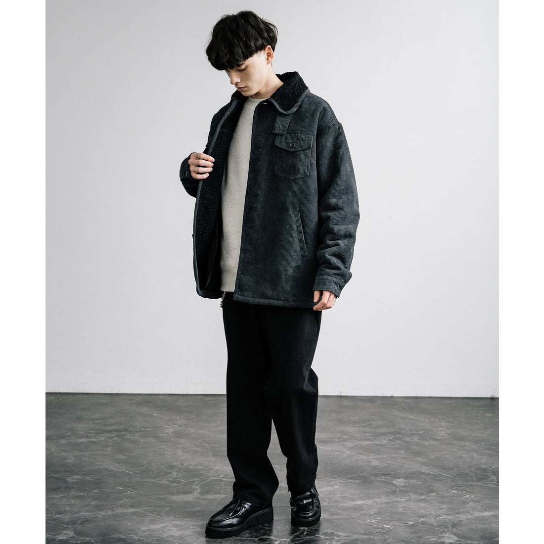 ロッキーモンロー Rocky Monroe ランチコート コーデュロイ 裏ボア