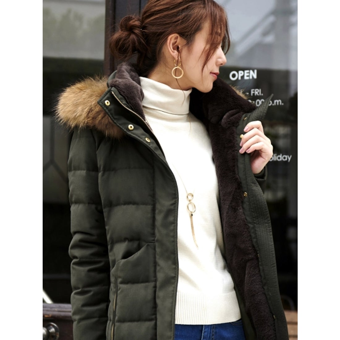 ルイルエブティック RUIRUE BOUTIQUE ラクーンファーサイドジップ