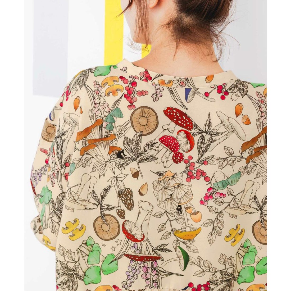 スカラー ScoLar キノコの森or花柄パッチワーク風 2柄展開ワンピース