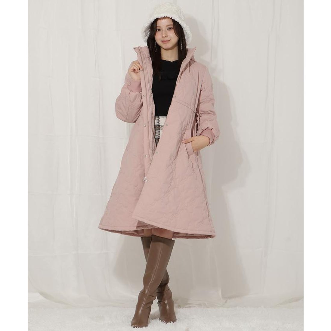 ウィルセレクション WILLSELECTION リボン柄キルティングコート