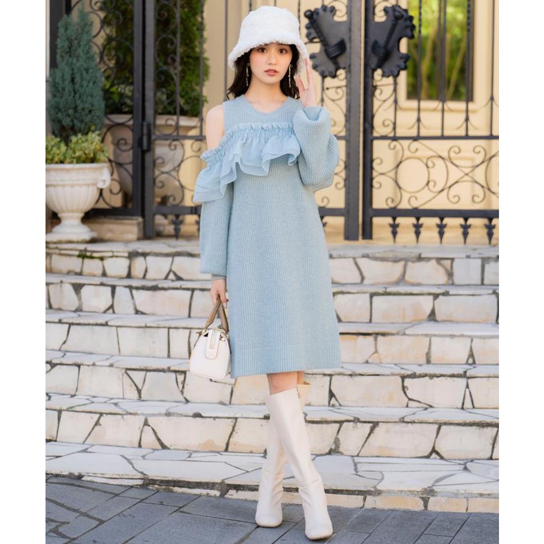 ウィルセレクション WILLSELECTION バックリボンオフショルニット