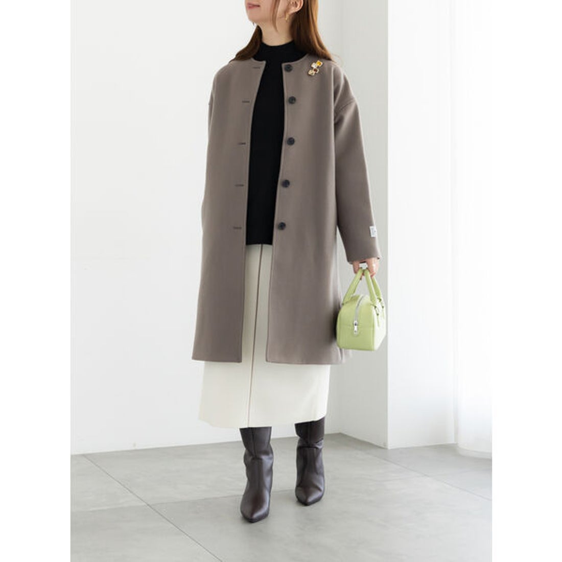 テチチ Te chichi ウールメルトンノーカラーロングコート《2025winter