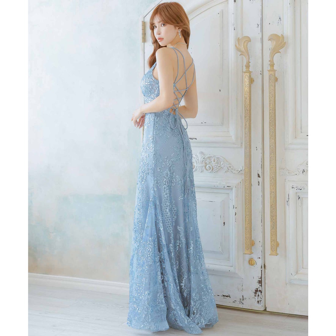 ティカ Tika キャバドレス タイト ロングドレス 谷間 レース 大人