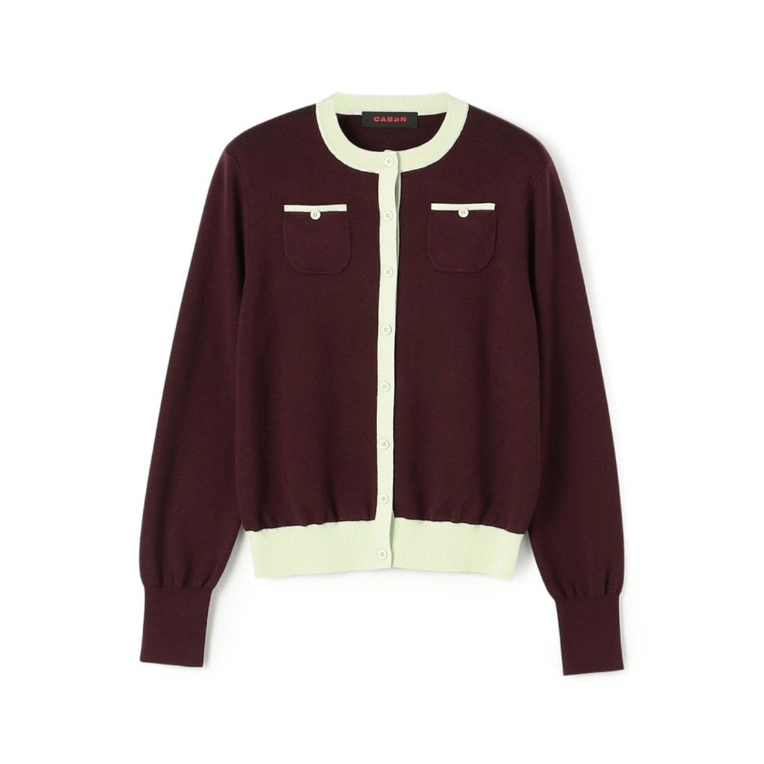 キャバン CABaN コットンカシミヤ バイカラークルーネックカーディガン