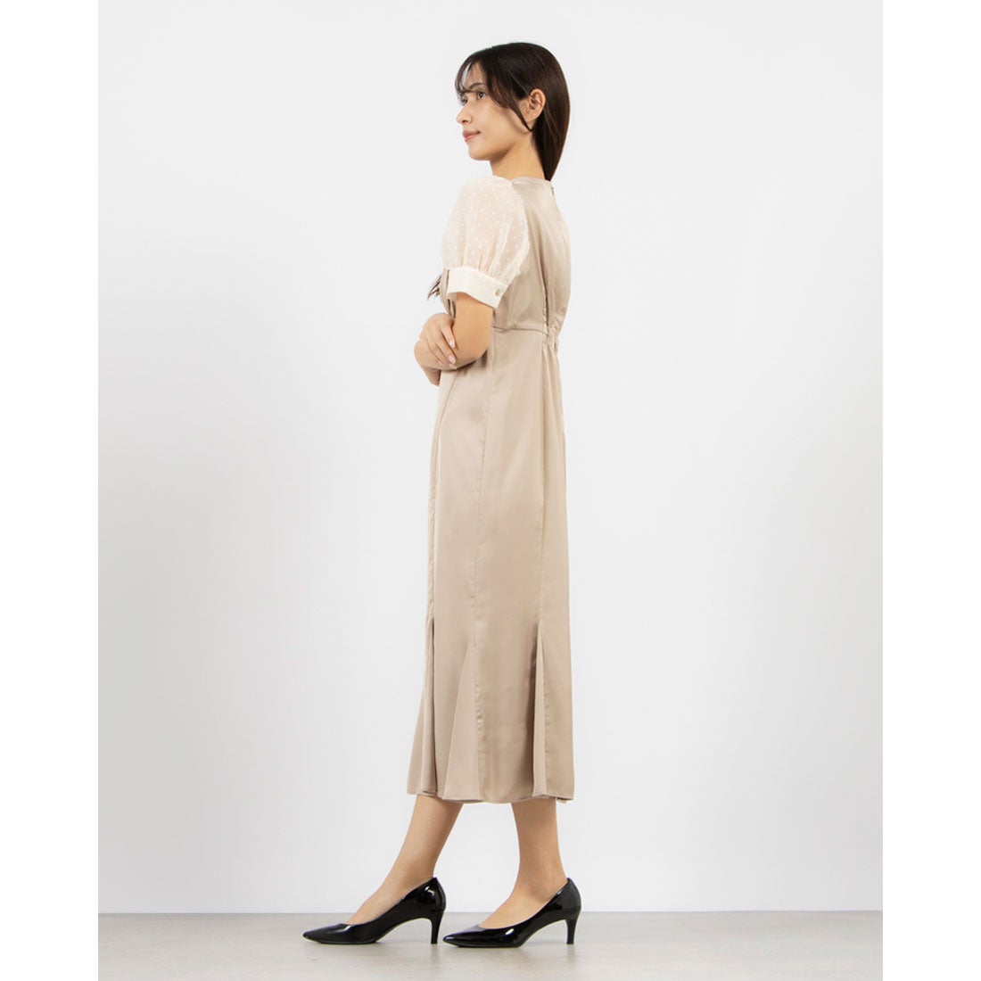 トーナル TONAL サテンマーメイドワンピース （ベージュ