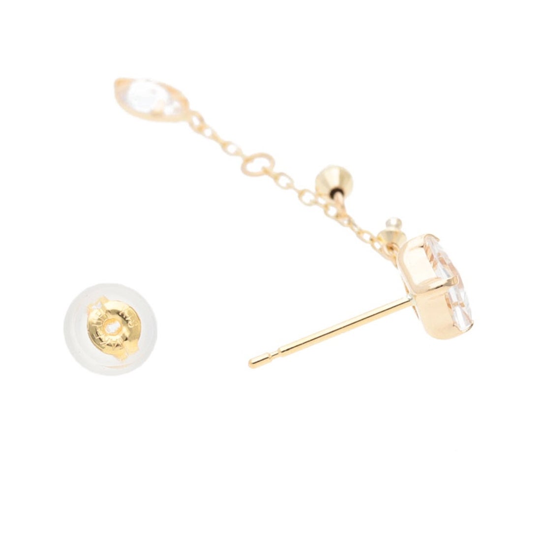 テイクアップ TAKE-UP K18・K10 ホワイトトパーズ ツインキーピアス( 2