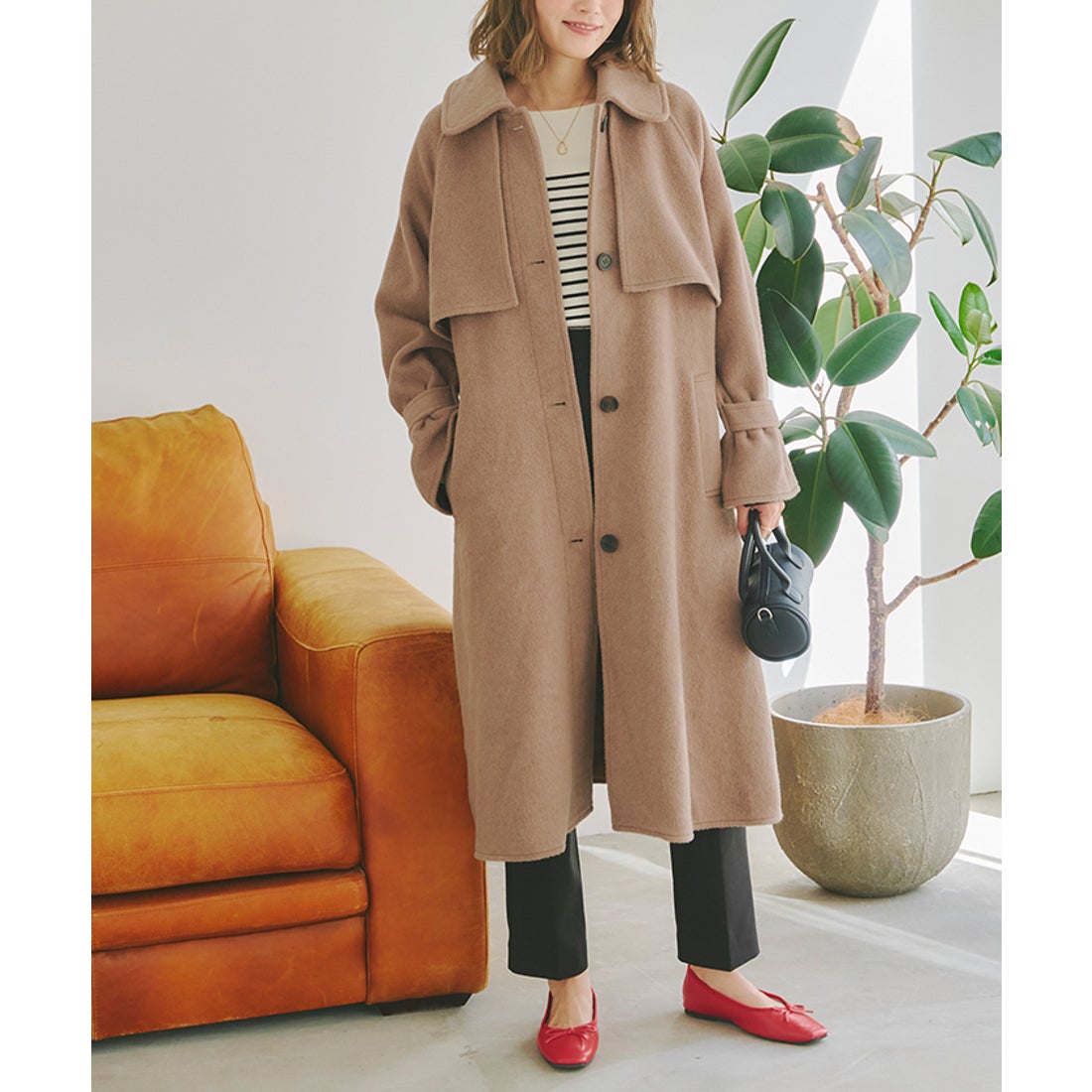 ティティベイト titivate ウールブレンドステンカラーコート