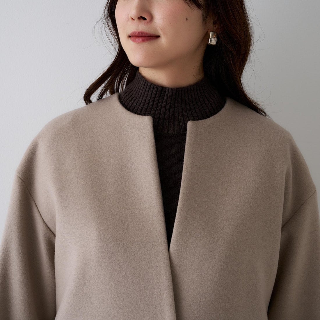 アンタイトル UNTITLED カシミヤ混ノーカラーコート （ブラック(019