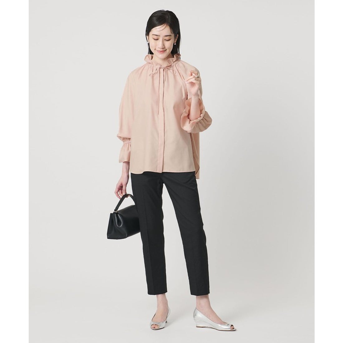 UNITED ARROWS フリルカラー フレアスリーブ ブラウス （OFF WHITE