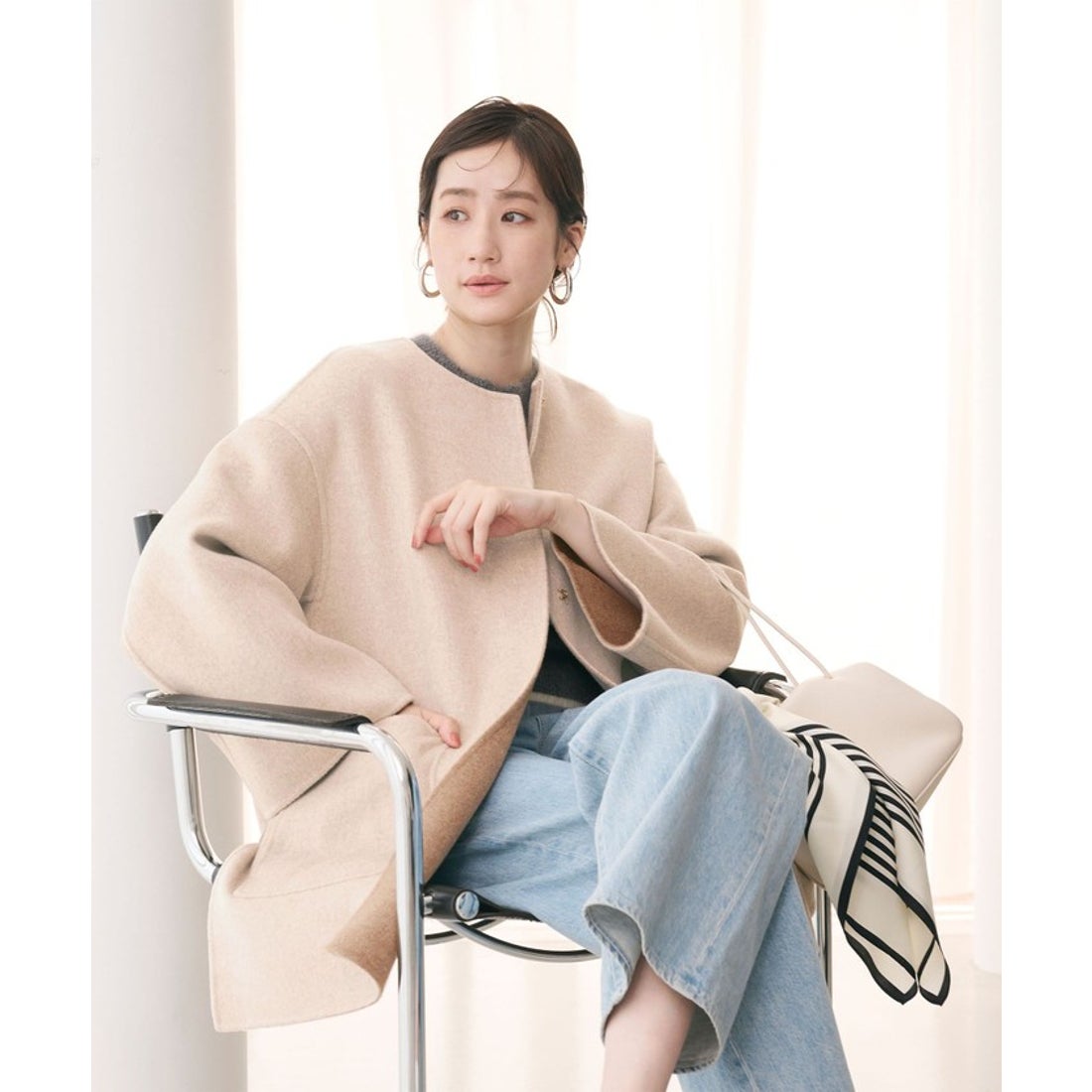 UNITED ARROWS バイカラー リバー ミドルコート （PINK