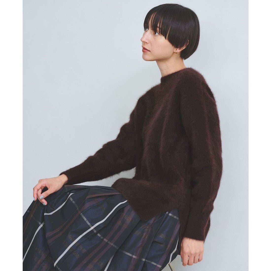 UNITED ARROWS フォックスカシミヤ クルーネック ニット （DK.BROWN