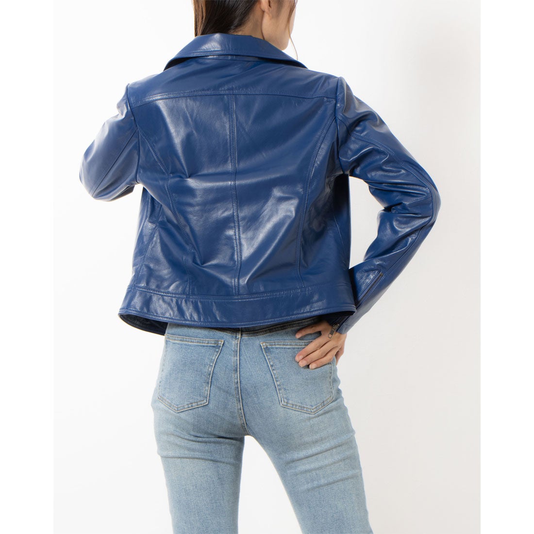 ベスジョーヤ VESGIOIA ラムレザーライダースJK （ブルーネイビー