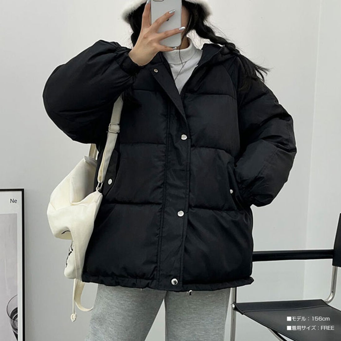 ビビッドレディ VIVIDLADY フード付きダウン ジャンバー （ブラック