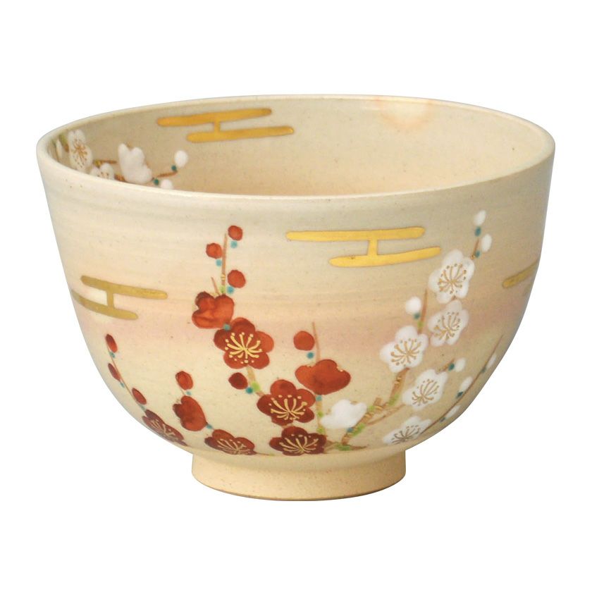 茶道具 抹茶茶碗（まっちゃちゃわん） 茶碗 色絵 金霞に紅白梅 東山 深山