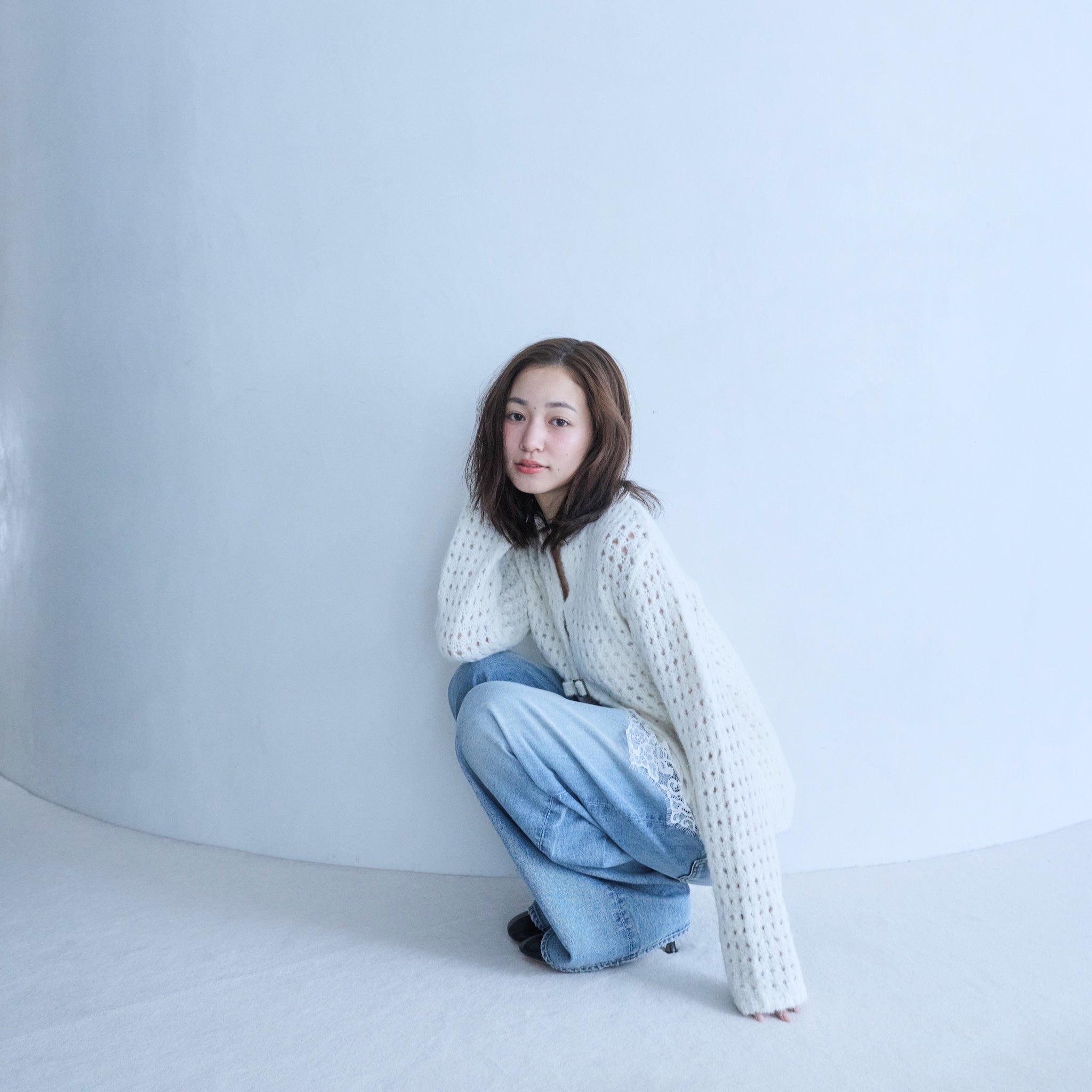 Fluffy Yarn 2way Knitトップス