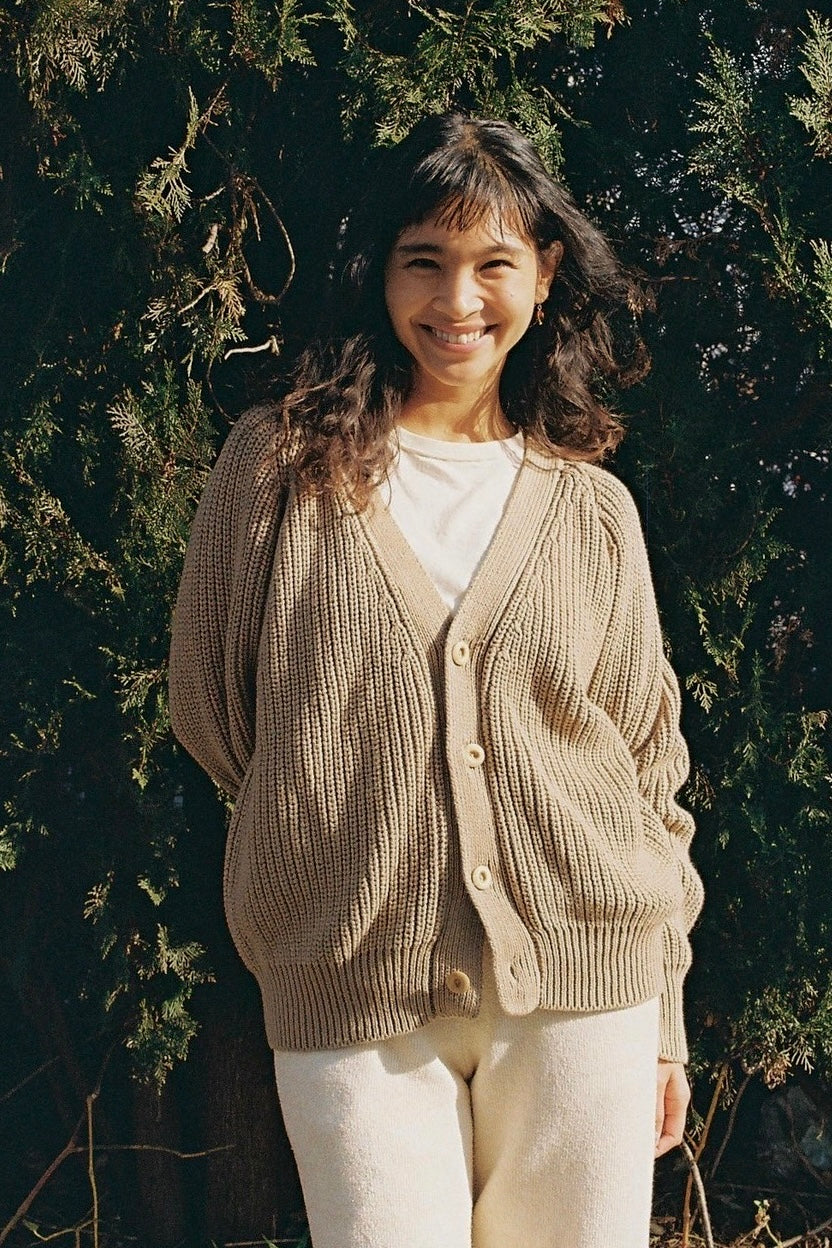 Organic cotton cardigan(mocha) – seed and soil