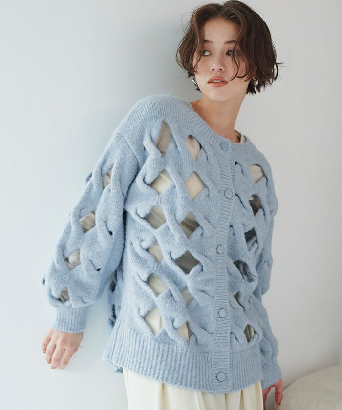 前後2wayスラッシュケーブルニット | titivate