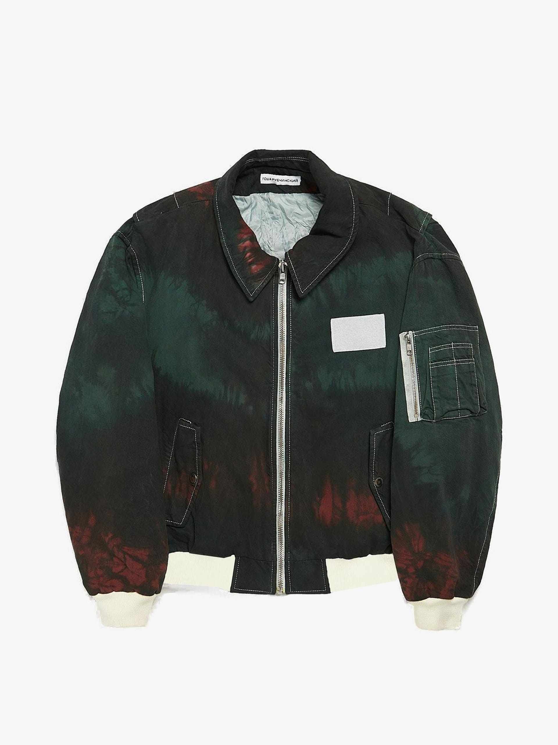 Gosha Rubchinskiy Green Red Zipped Cotton Bomber