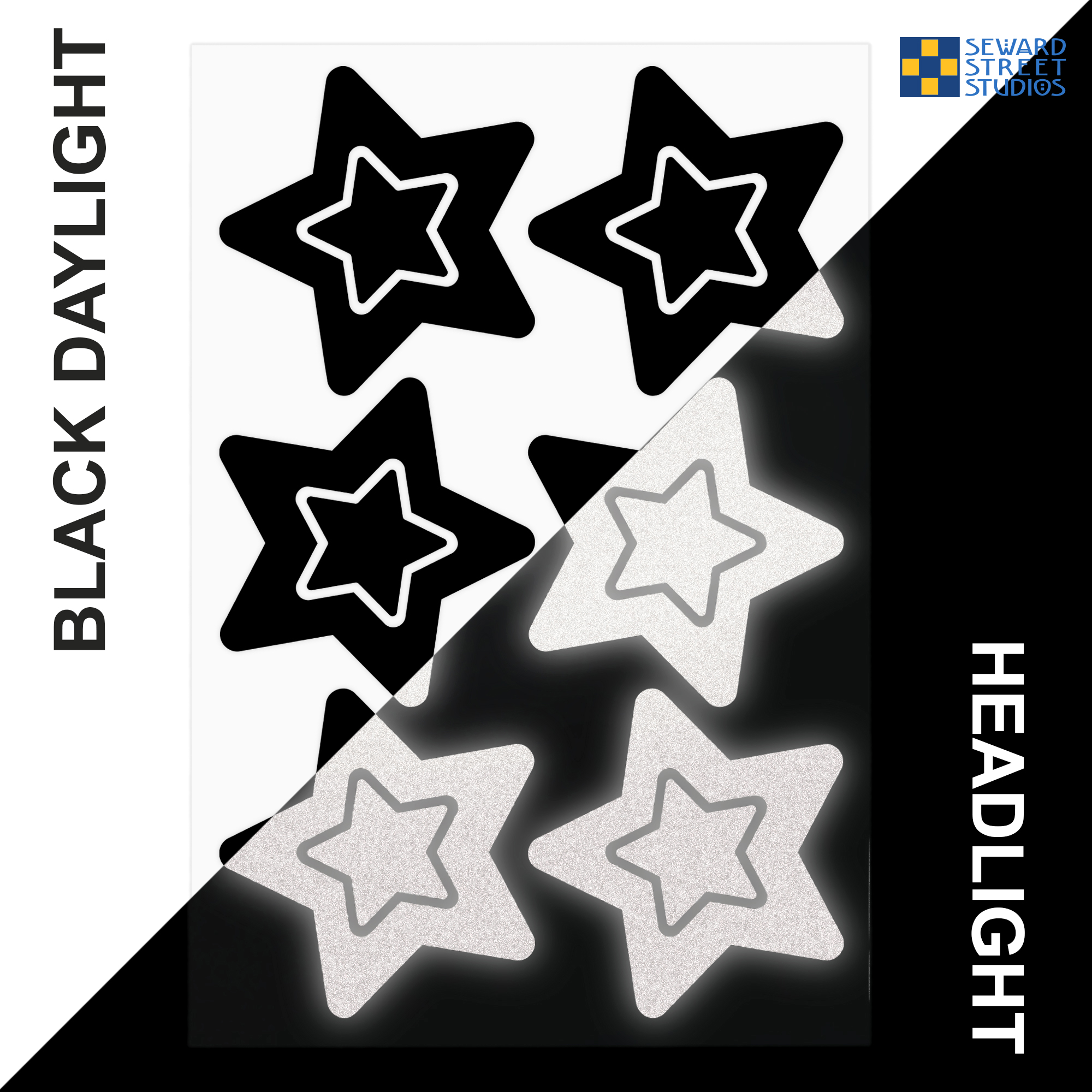 Black Stars Hyper Reflective Decal Set – Seward Street Studios